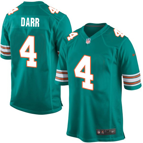 Men's Game Matt Darr Nike Jersey Aqua Green Alternate - #4 NFL Miami Dolphins